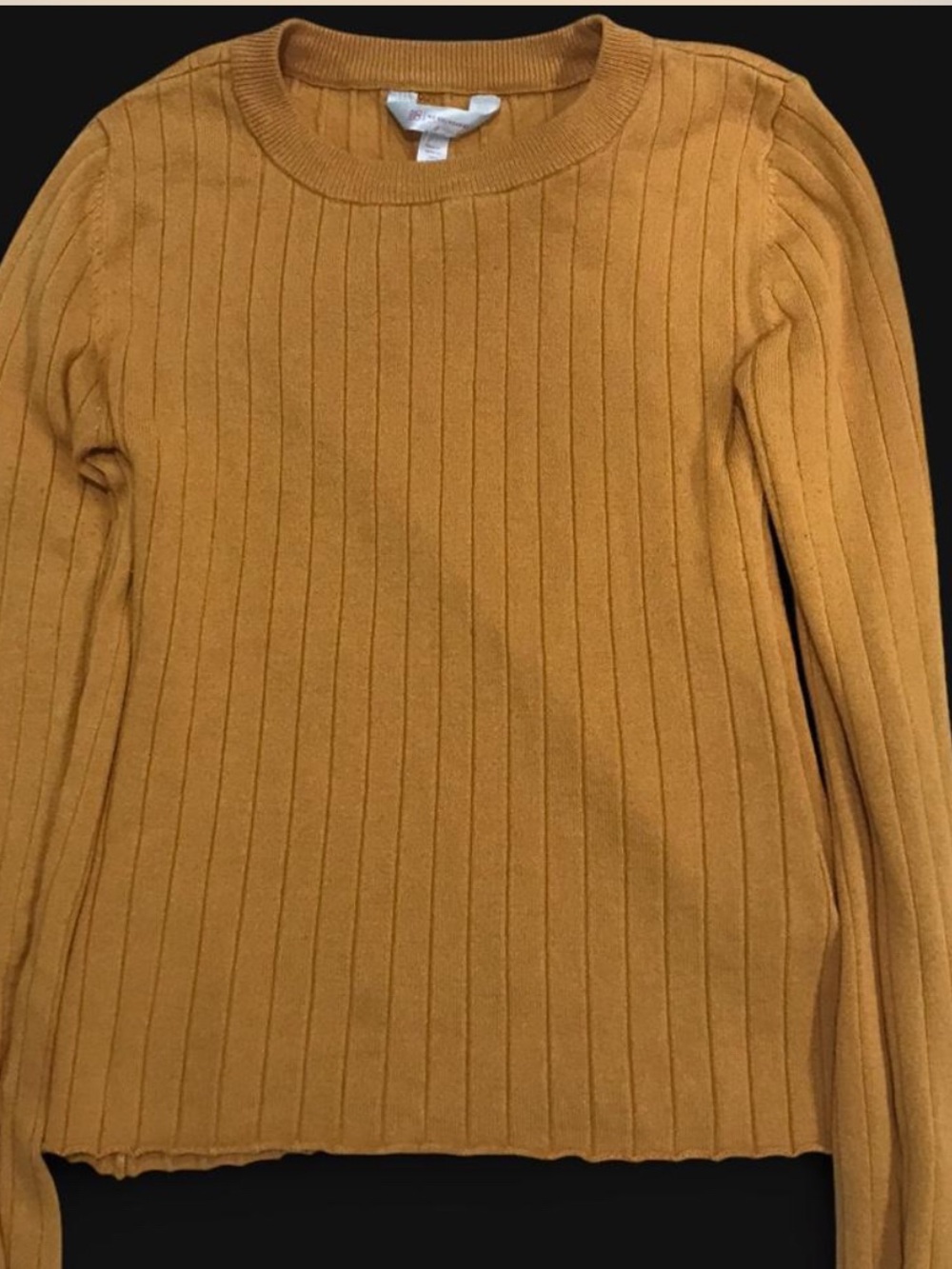 No Boundaries Mustard Ribbed Long-Sleeve Sweater